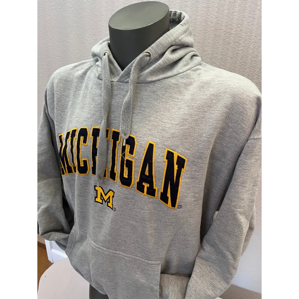 OVB Michigan Wolverines Hoodie Mens XL Gray Excellent Felt Stitched Logo